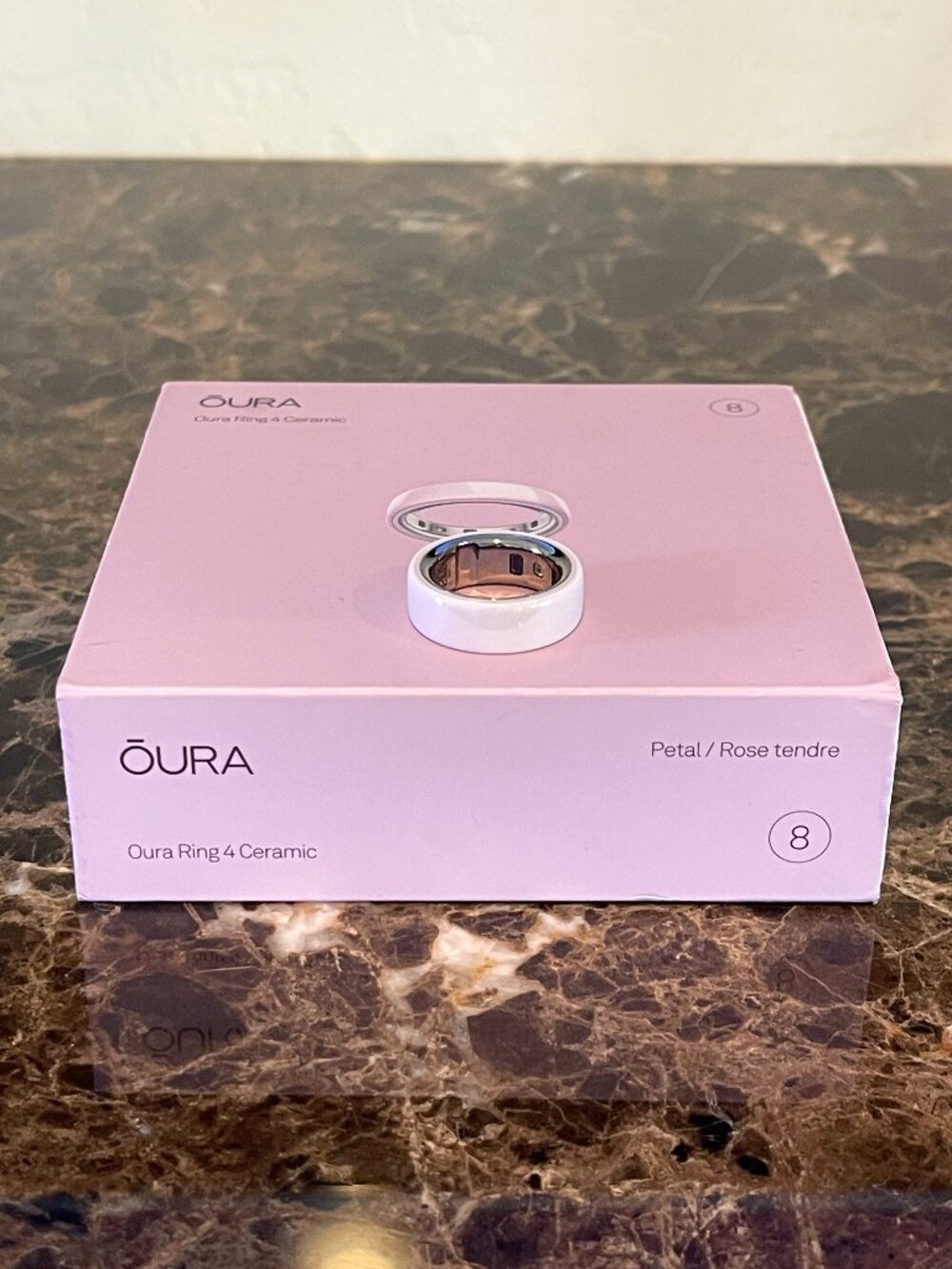 New OURA Ring Ceramic Petal Size 8 In Box